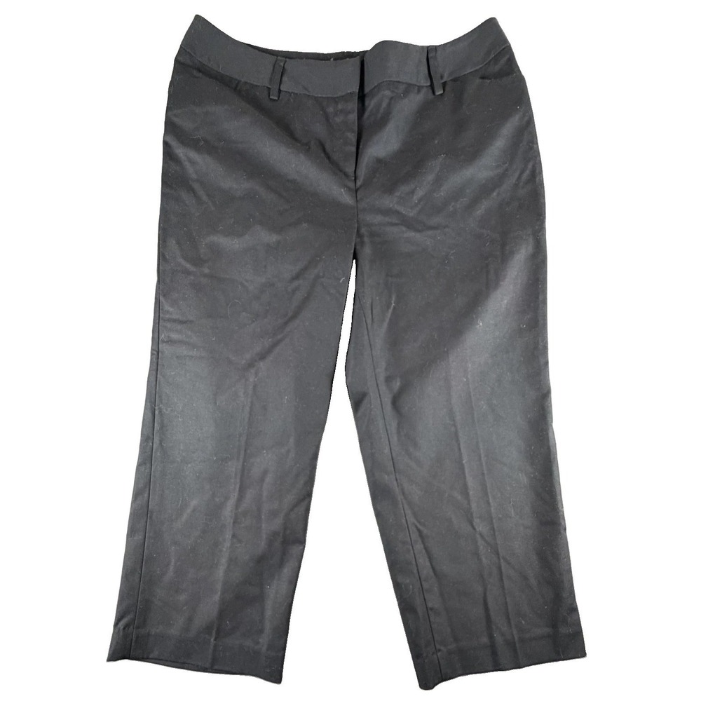 Rafaella Pants Womens 10 Black Curvy Capri Twill Flat Front Crop Pockets